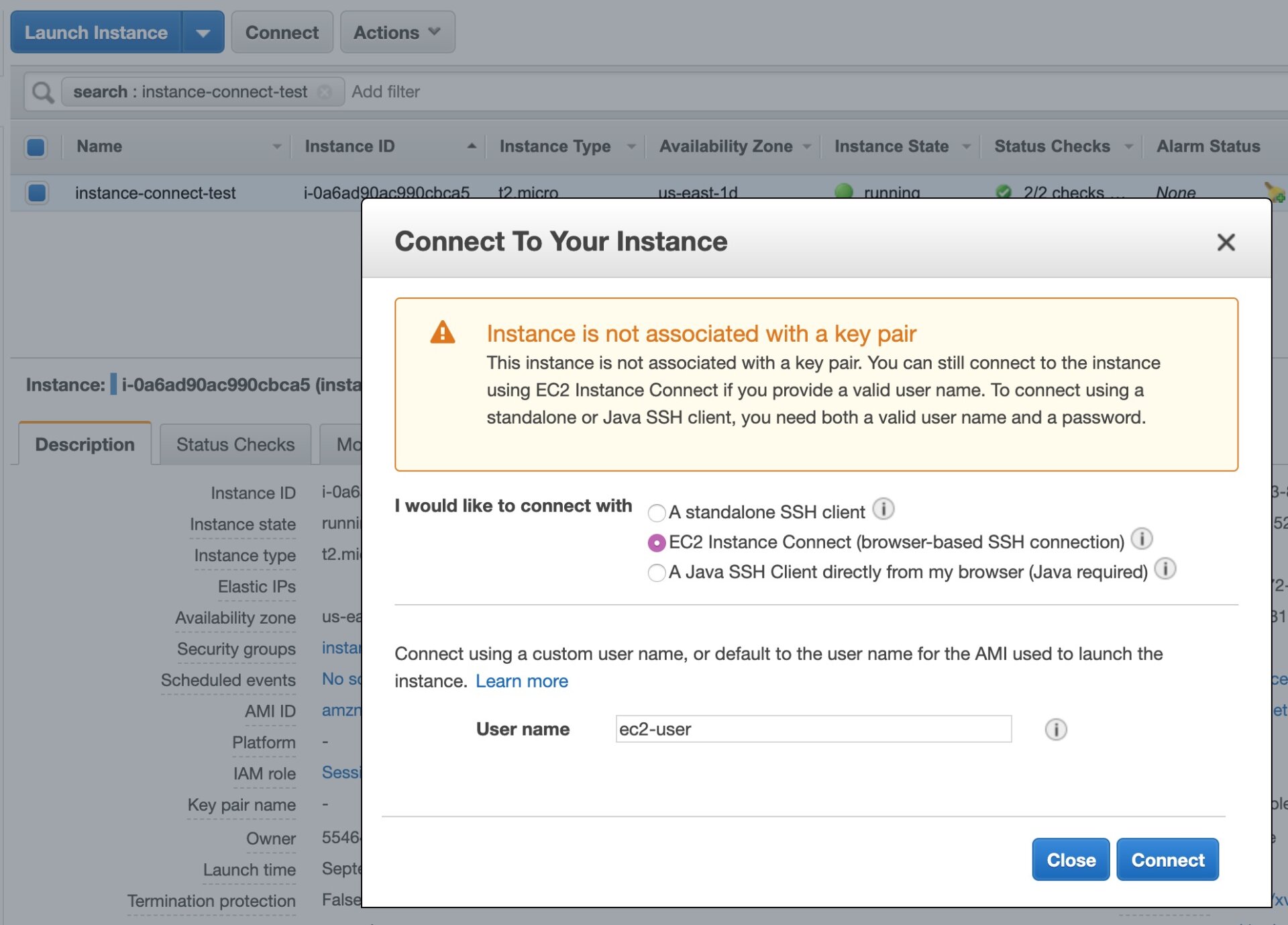 Connecting with EC2 Instance Connect - 6