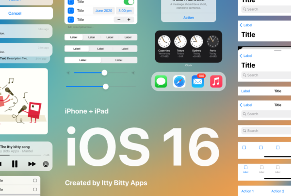 Cover for iOS UI figma kit with images of components