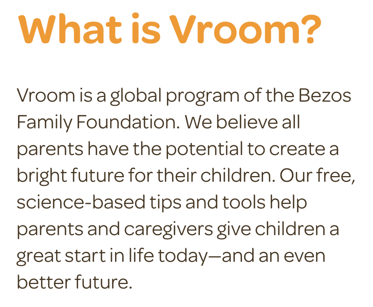 Paragraph describing Vroom, the global Bezos Family Foundation