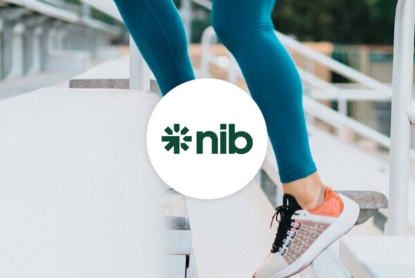 NIB logo with runner going up stairs in background