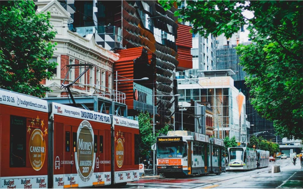 Image of Melbourne city with trams