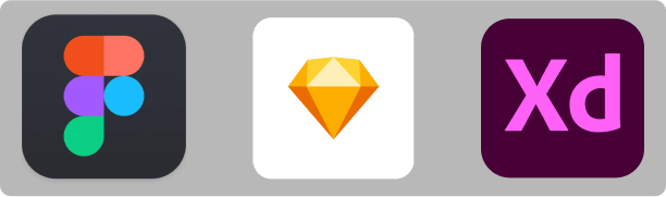 App icons for Figma, Sketch and Adobe XD